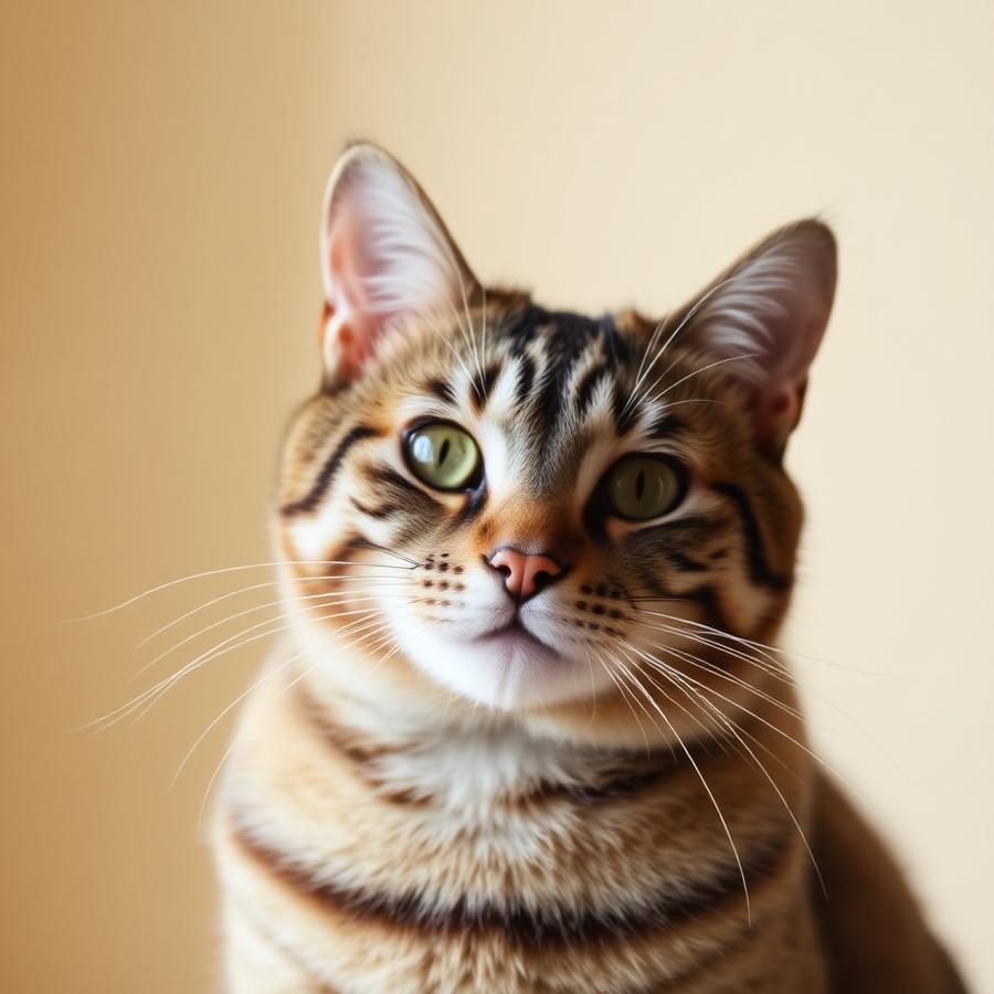 Gato malhado olhando para a câmera